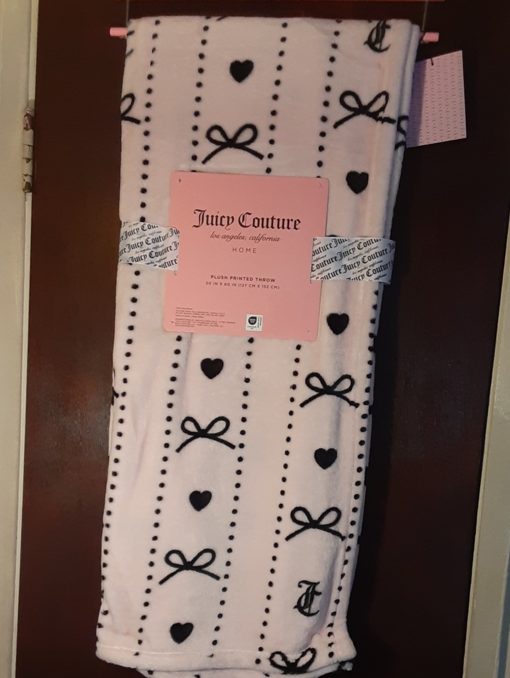 Juicy Couture blanket pink heart bow